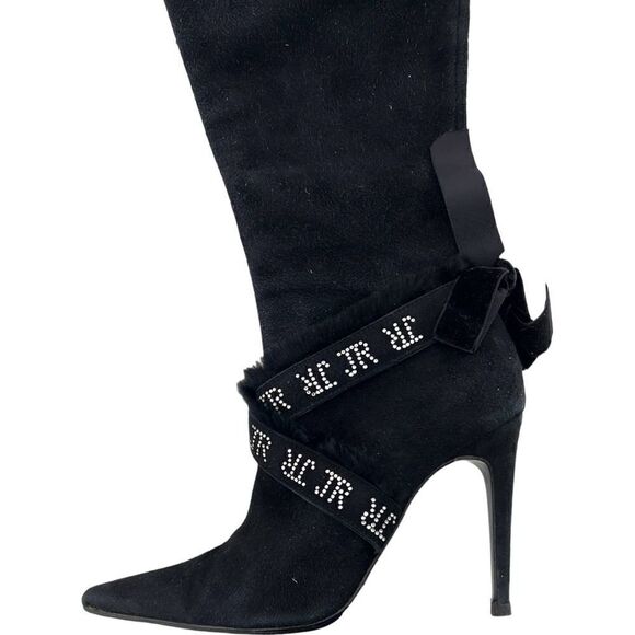 Vintage JOHN RICHMOND Women Boots US 9 EU 39 Zip-Up Suede Leather High Heels - Picture 5 of 13